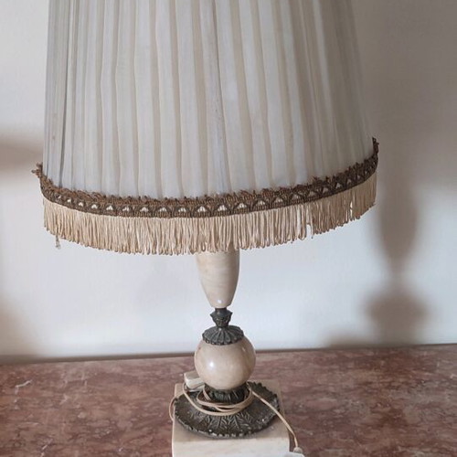 Vintage table lamp from alabaster with lampshade