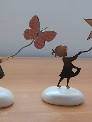Table decorations set of 2 girls with butterfly and star, like new