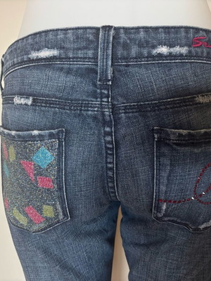 Seven 7 no 30 jeans like new, medium, blue with pocket designs