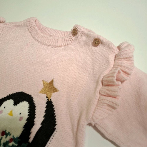 Christmas knitted sweater Mothercare pink, 6–9 months, new