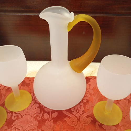 Mid-Century Vintage Serving Set with 1 Pitcher and 5 Glasses