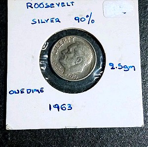 Ασημένιο ΗΠΑ 1 dime 1963