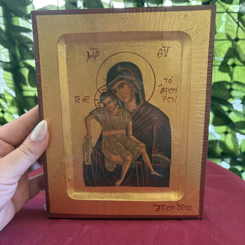 Wooden Icon Panagia Axion Esti new, 20x12cm, Mount Athos style
