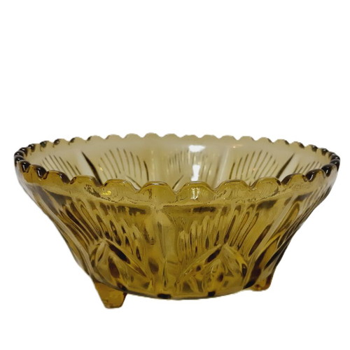 Vintage amber glass bowl from Czechoslovakia like new, 20.5 cm