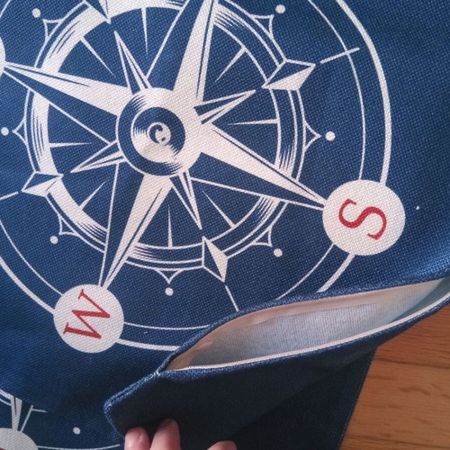 Set of two navy pillow covers with nautical theme and zipper