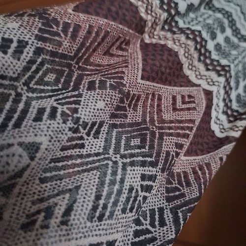 Mango dress L like new, brown with geometric patterns
