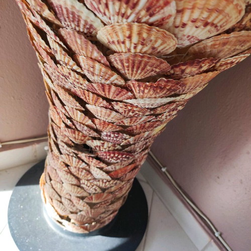 Handmade decorative floor lamp from real shells used