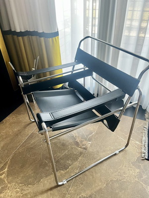 Πολυθρόνα Wassily B3 Bauhaus design, σαν καινούργιο, χρώμιο και μαύρο δέρμα