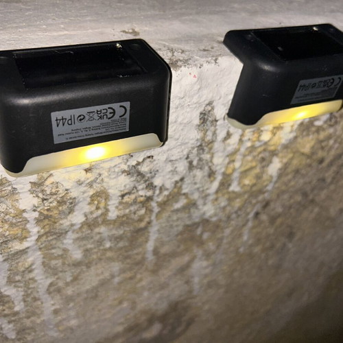 Solar deck lights set of 4 with switch, energy-saving outdoor LED