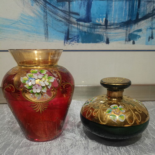 Old Bohemian decorative pieces used, set of 2 items