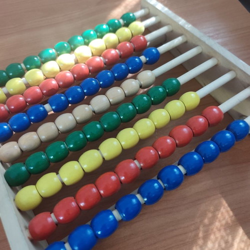 Wooden abacus with 10 colorful rows, educational toy