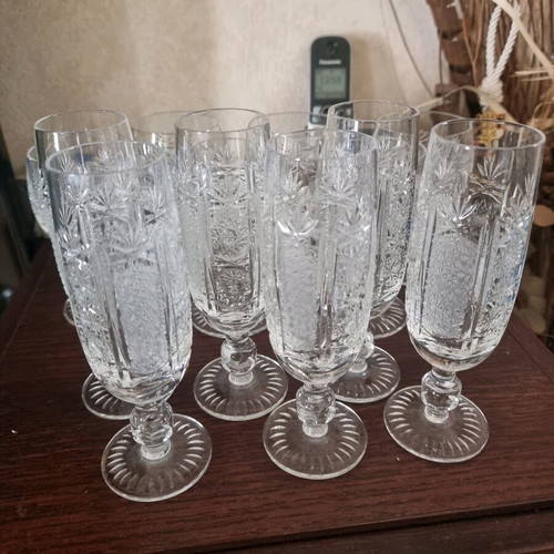 Handmade vintage crystal glasses set of 6 champagne and 6 water like new