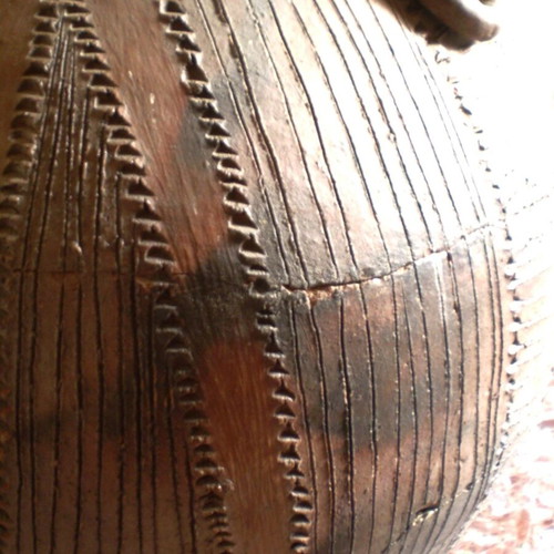 Κεραμικό πιθάρι Ζουλού tribal μεταχειρισμένο, μεγάλο αφρικανικό χειροποίητο έργο τέχνης