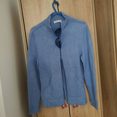 Knitted unisex cardigan like new, blue, size L