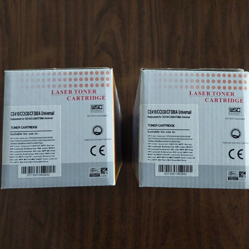 Set of 2 new compatible HP CE410A CC530A CF380A black toners