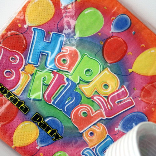 Vintage 90's Happy Birthday party set 40 napkins 8 cups Decorata new