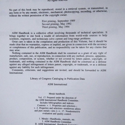 ASM Handbook used in good condition
