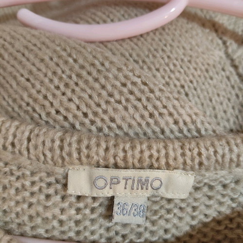 Knitted women's 3/4 sleeve sweater with neck beige like new