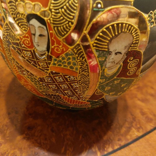 Satsuma vase with cross used, vintage, 28×24 cm