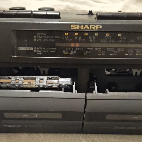 Sharp portable radio cassette player with two cassettes 1988 like new