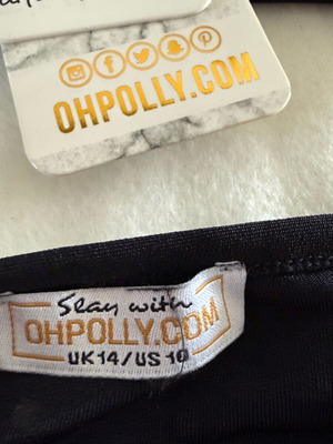 Oh Polly Diamante two-piece set UK14 XL like new, black and silver