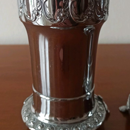 Art Nouveau vase set Argentor Werke Vienna used, vintage 1960