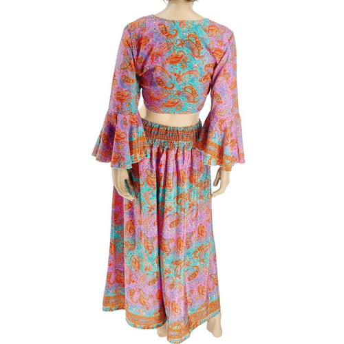 Pure 2-piece set palazzo pants and top new, multicolor, silk