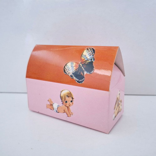 Gift boxes for baptism 35 pieces pink with baby and butterfly design new