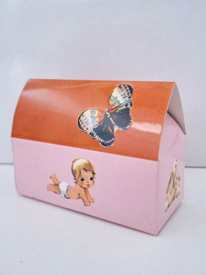 Gift boxes for baptism 35 pieces pink with baby and butterfly design new
