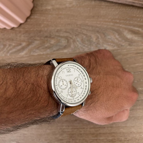 Oozoo watch used with brown strap