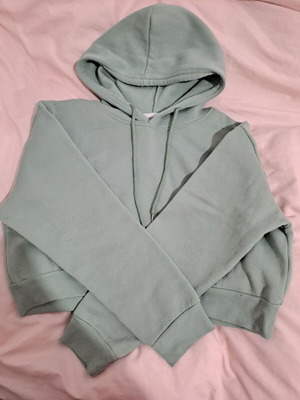 Shein γυναικείο cropped φούτερ με κουκούλα πράσινο της μέντας μέγεθος L σαν καινούργιο