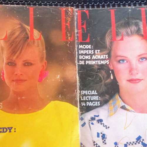 Vintage Elle and Jours de France magazines from 1979