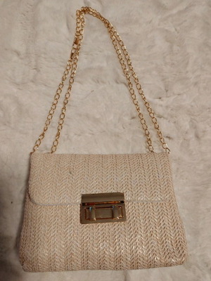 Straw bag new shoulder beige