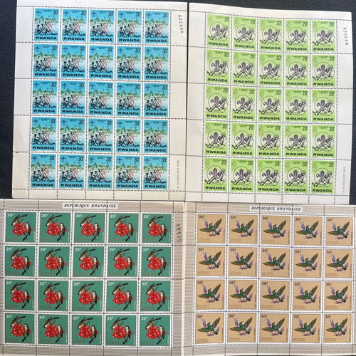 Republic of Rwanda Mint Never Hinged Stamp Sheets 1972-1977, 14 Sheets
