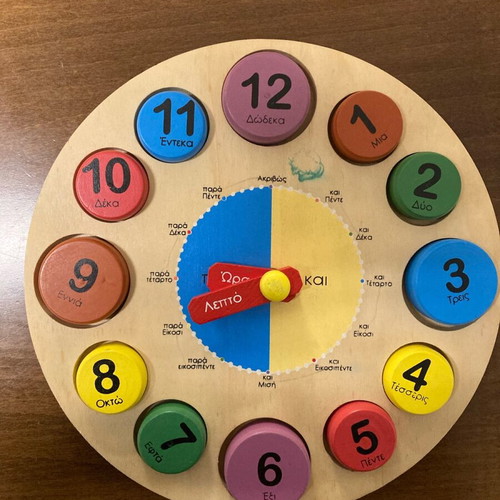 Wooden toy clock used