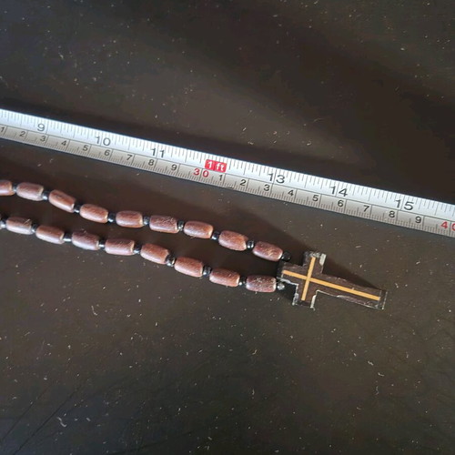 Handmade wooden prayer rope necklace with cross 40cm like new