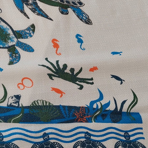 Large scarf-pareo white and blue like new, 172x0.95 cm