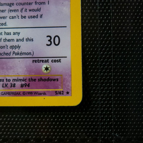 Gengar Pokemon card used, Fossil set 5/62, holo