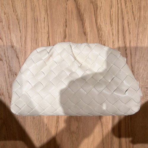 Bottega Veneta clutch bag, white leather with crossbody strap