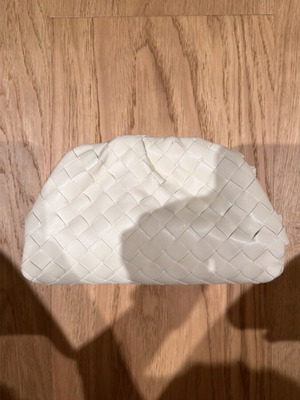 Bottega Veneta clutch bag, white leather with crossbody strap
