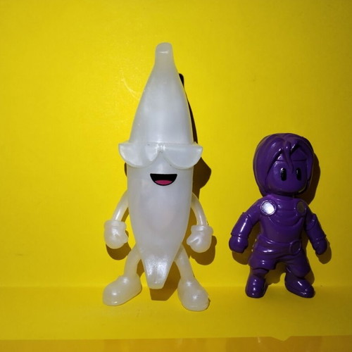 Stumble Guys Amethyst Nyx and Banana Guy figures used, pack of 2