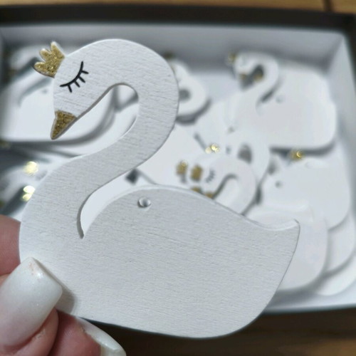 Wooden swans new, pack of 26, 6cm for baptism favors
