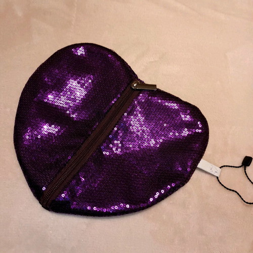Benetton clutch bag with purple sequins new
