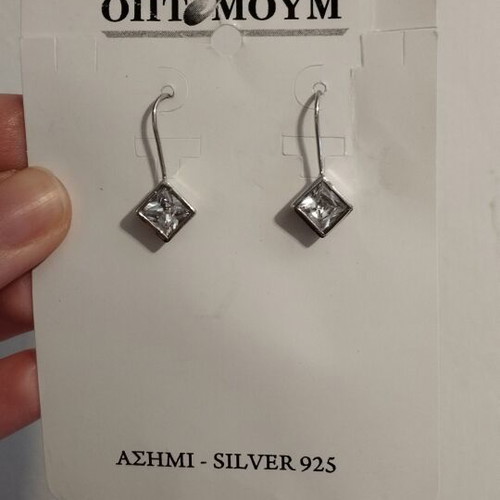 Optimum 925 Silver Earrings with Transparent Crystal Stone