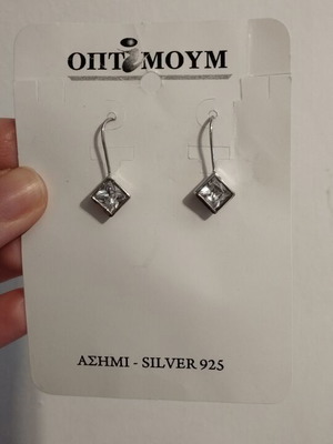 Optimum 925 Silver Earrings with Transparent Crystal Stone