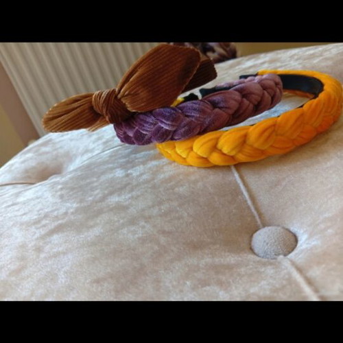 Headbands new, purple and yellow, set of 4