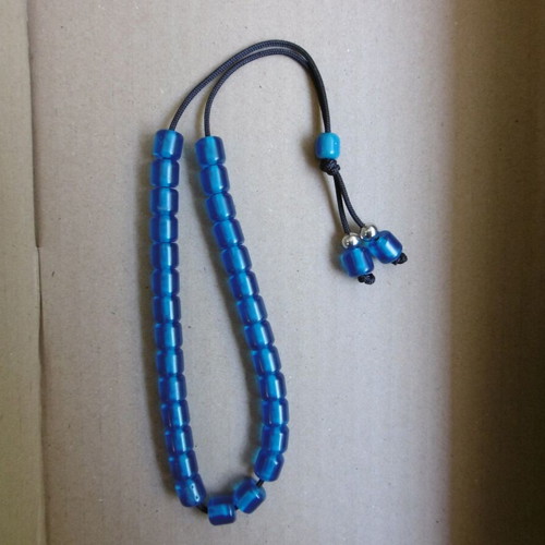 Handmade komboloi with 29+1 beads and blue acrylic beads