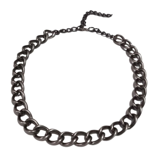 Short necklace wide chain silver-anthracite new