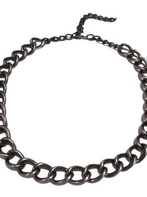 Short necklace wide chain silver-anthracite new