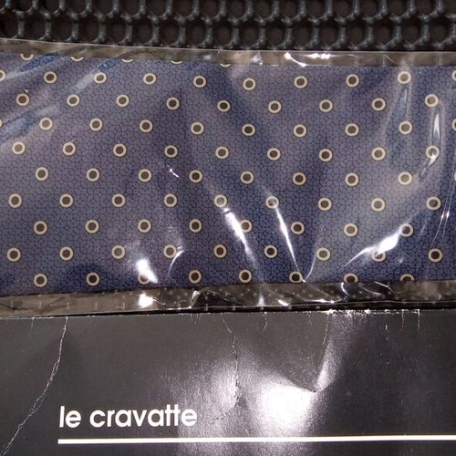 Le Cravatte Cortese tie new, 100% silk, blue with black polka dots